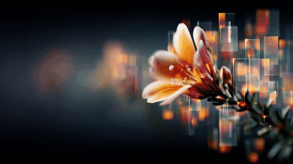 Blume mit digitalen Effekten im Hintergrund